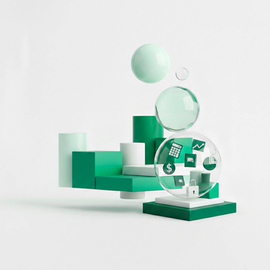 Financial Security and Tax Management - Modern 3D Illustration